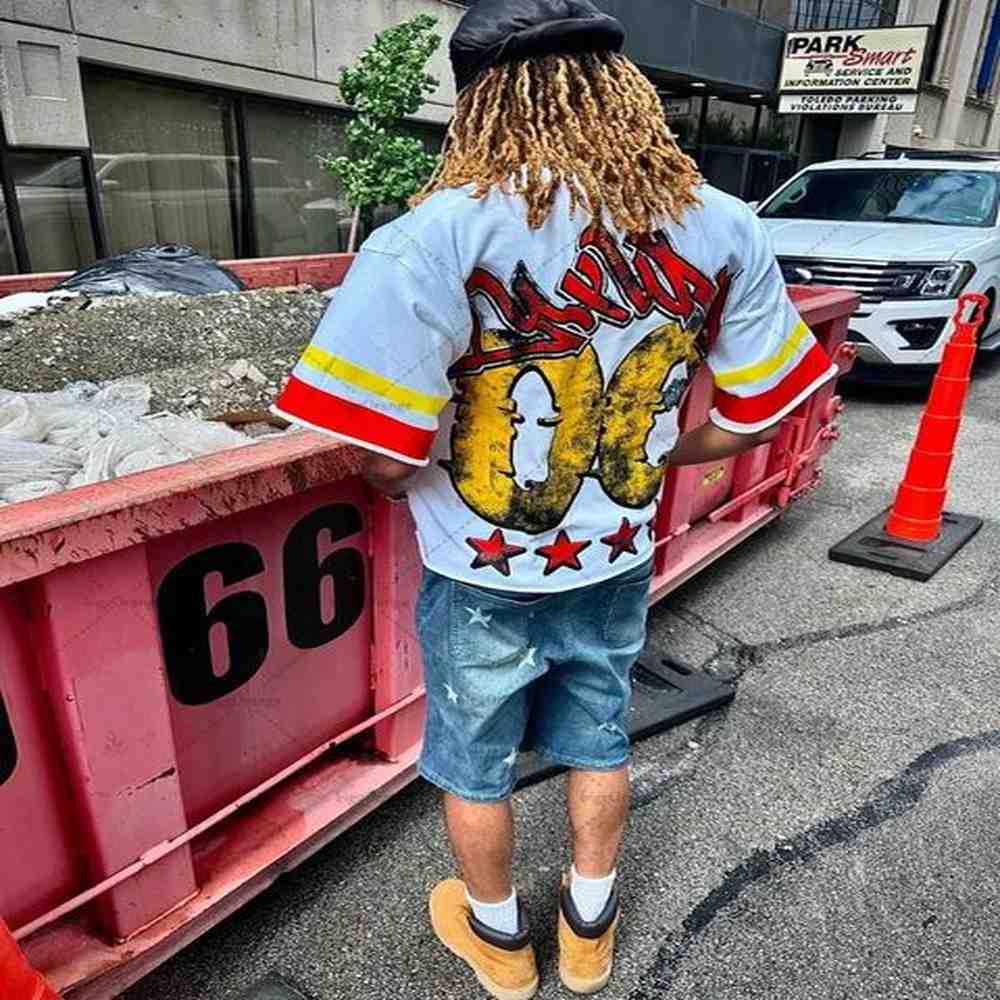 Y2K Harajuku Retro Striped Short-sleeved Street Hip-hop Punk Style Printed Oversized T-shirt Men Trendy Casual Cotton Top 250208