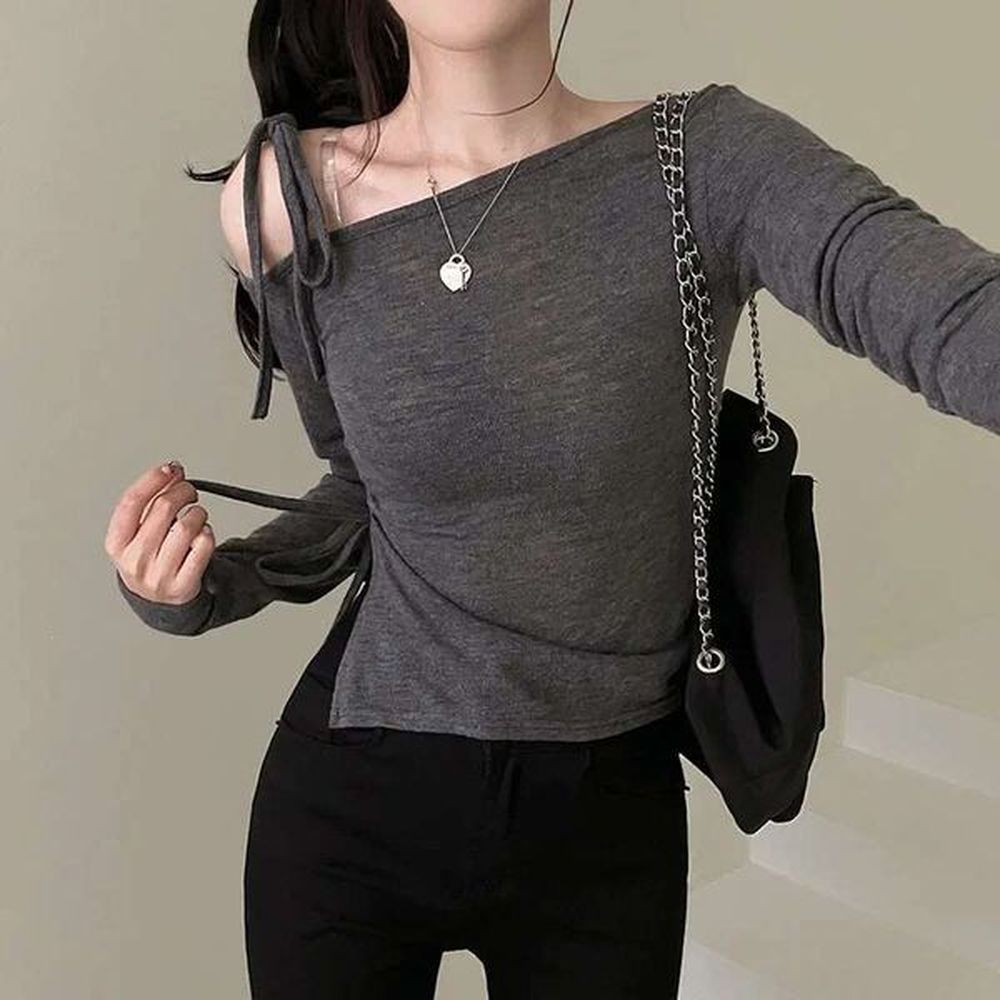 yk korean haruku lace up crop top grunge aesthetic long