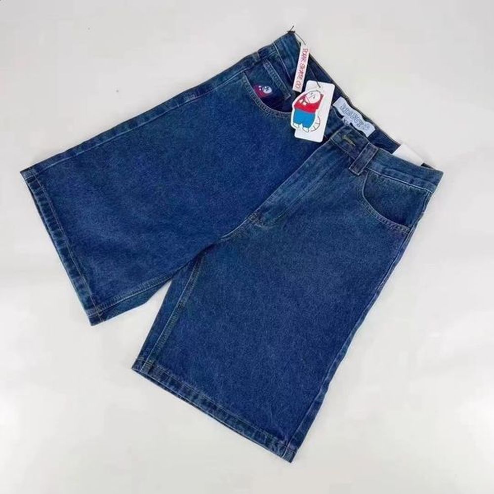 Y2K Retro Hip Hop Painted Patchwork Baggy Denim Shorts Fashion Street Gothic Punk Straight Jeans Shorts Men Women Trendy Jorts 8 X250203