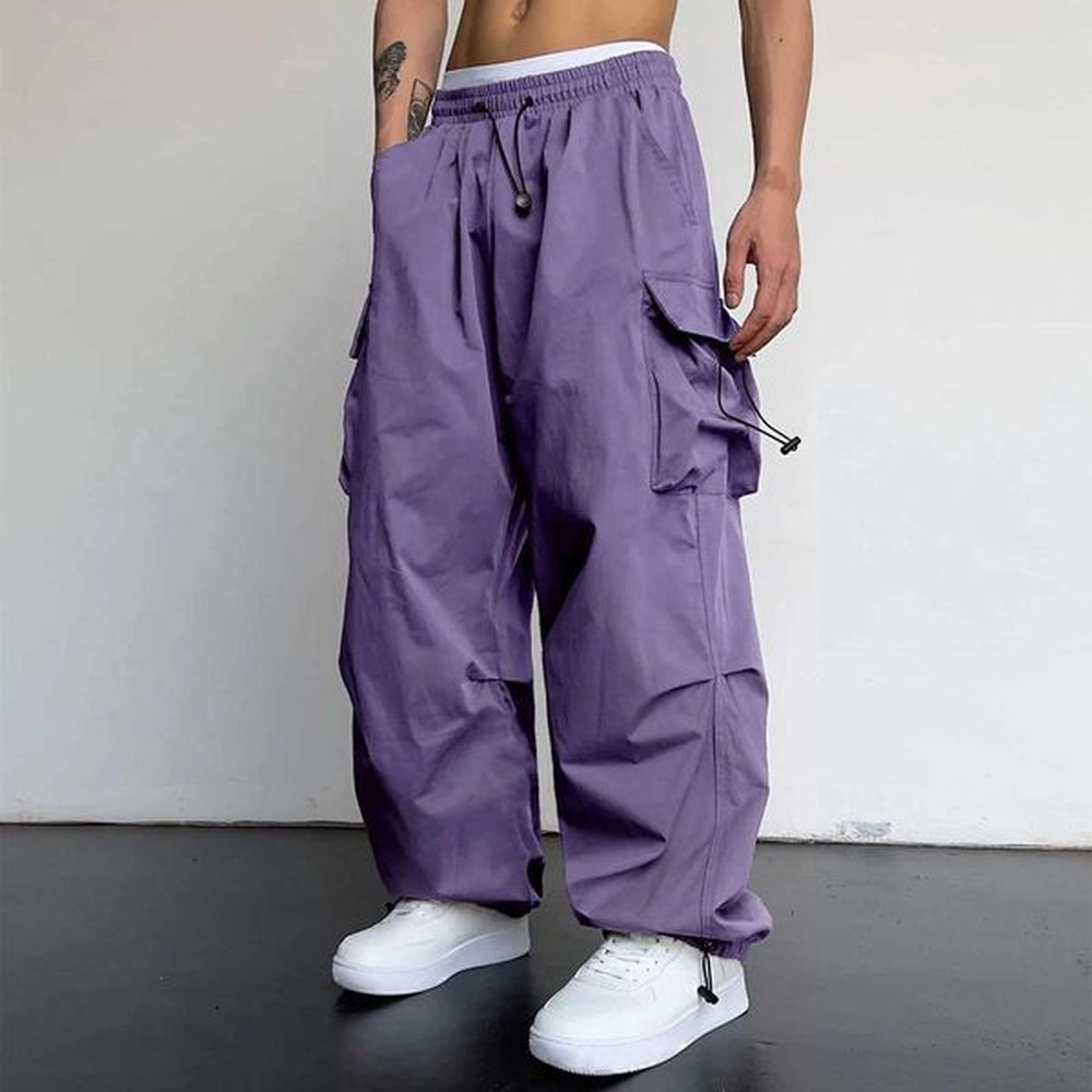 Y2K Streetwear Cargo Pants Men Casual Vintage Baggy Wide Leg Straight Trousers Jogger Big Pockets Oversize Overalls Sweatpants LX241007