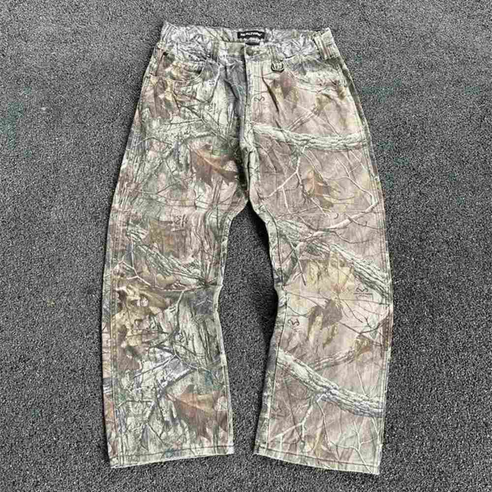 Y2k Style Leaf Print Jeans Vintage Oversized Hip Hop Streetwear Men Women Goth Fashion Wide Loose Pants baggy jeans pants 241021