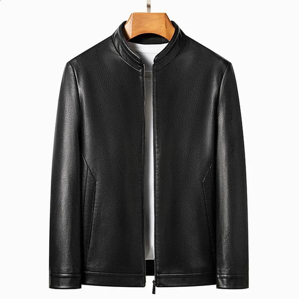 YN2336 Spring and Autumn Mens Natural Sheep Leather Jacket Mock Collar Youth Premium Casual Coat Motorcycle 241205