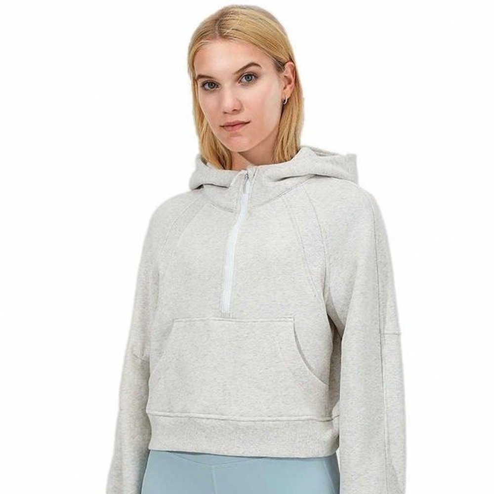 yoga half zipper hoodie slim hooie thumb hole thick hooded