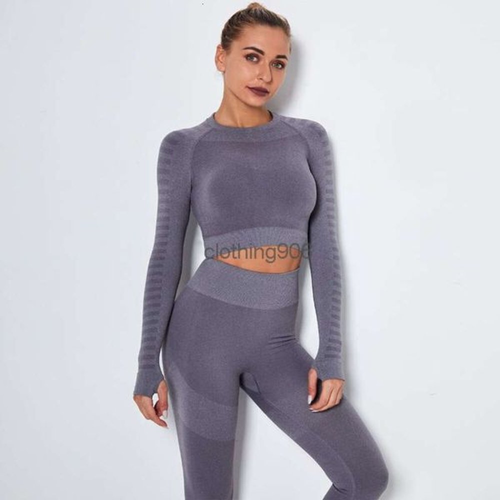 yoga outfit seamless suit sports shirt gym clothes fitness women