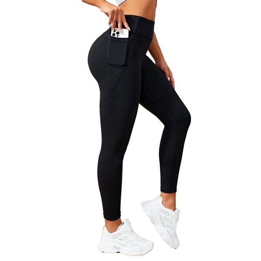 yoga pants hip compression line pocket pants high waisted tight