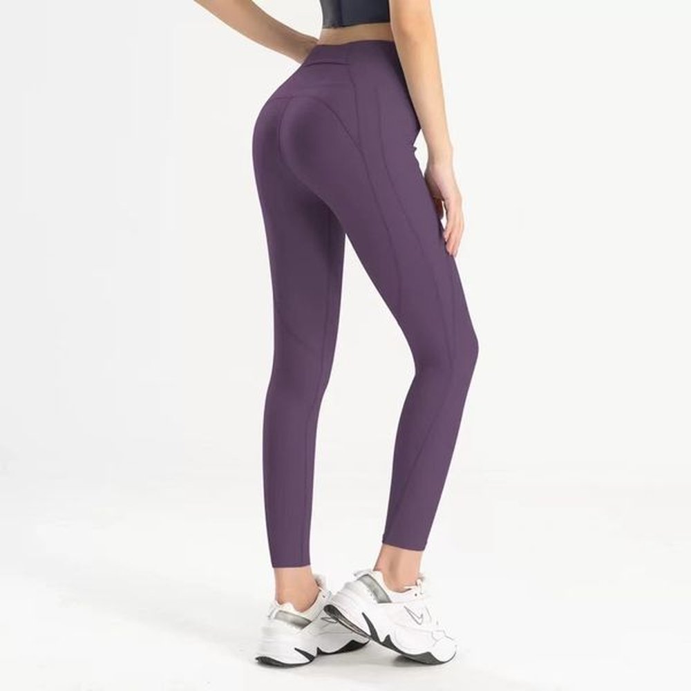 yoga pants leggings women fitness exercise mat matte nude side