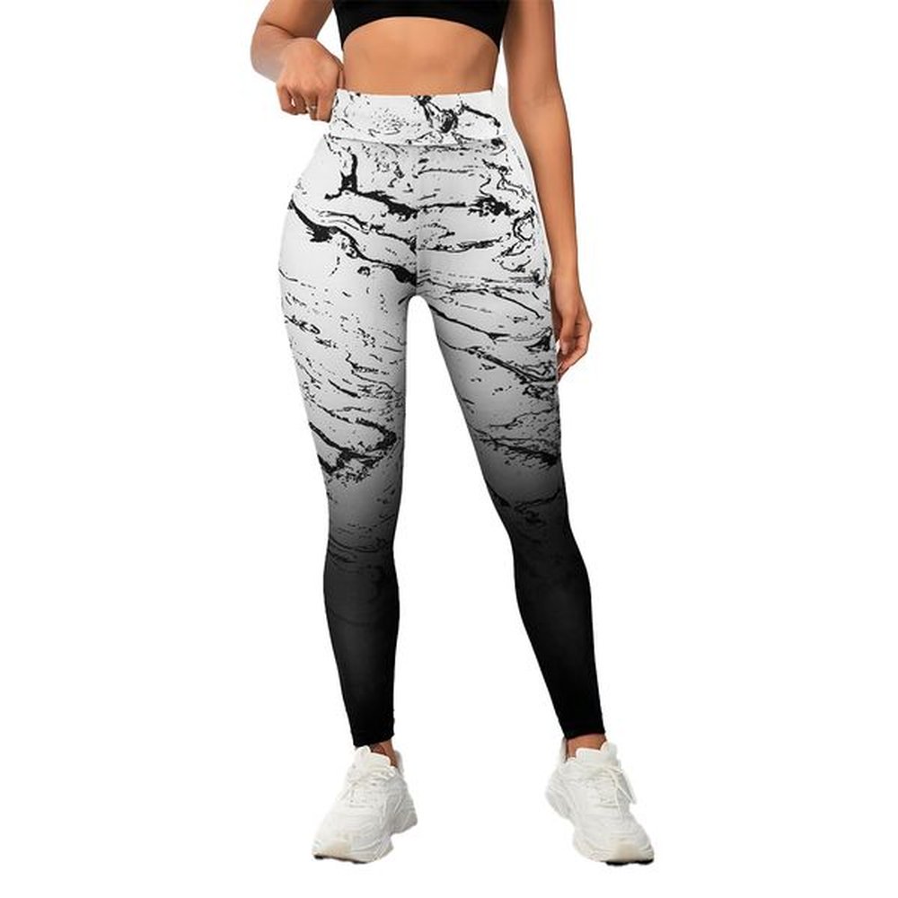 yoga pants with irregular fish pattern gradient print high waisted