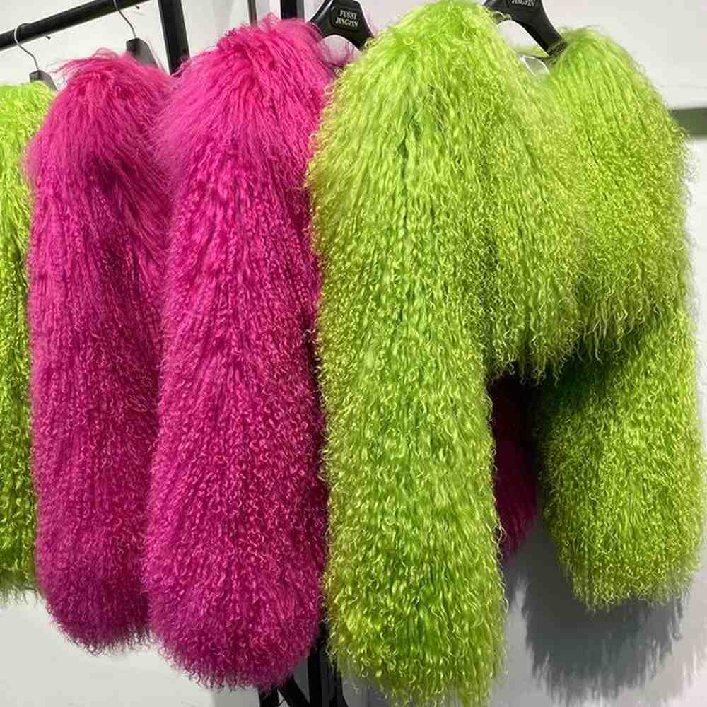 yoloagain plus size xl womens real mongolia sheep fur cropped