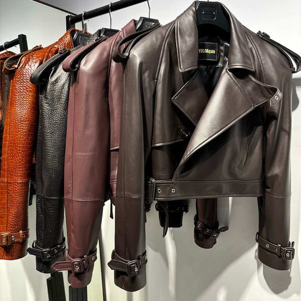 yoloagain womens designer jacket autumn oversized real leather jacket for