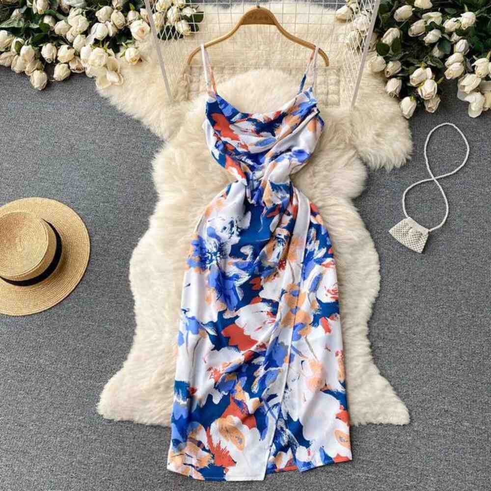 yujies mature printed camisole dress for summer new slim