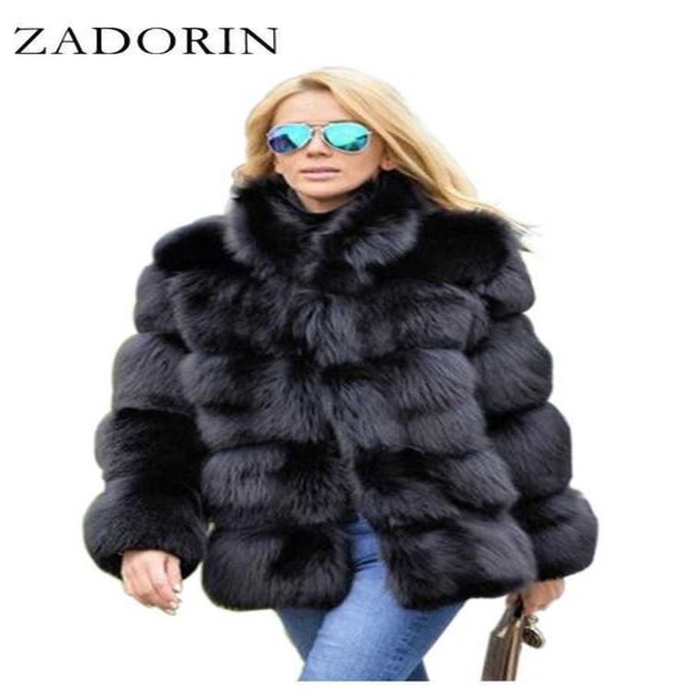 zadorin fashion thick warm winter coat womens luxury faux fur