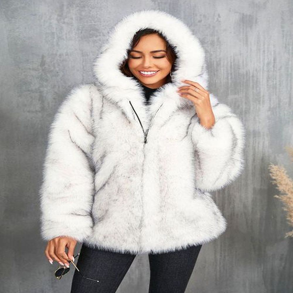 zadorin vintage winter women oversized hooded long faux coat