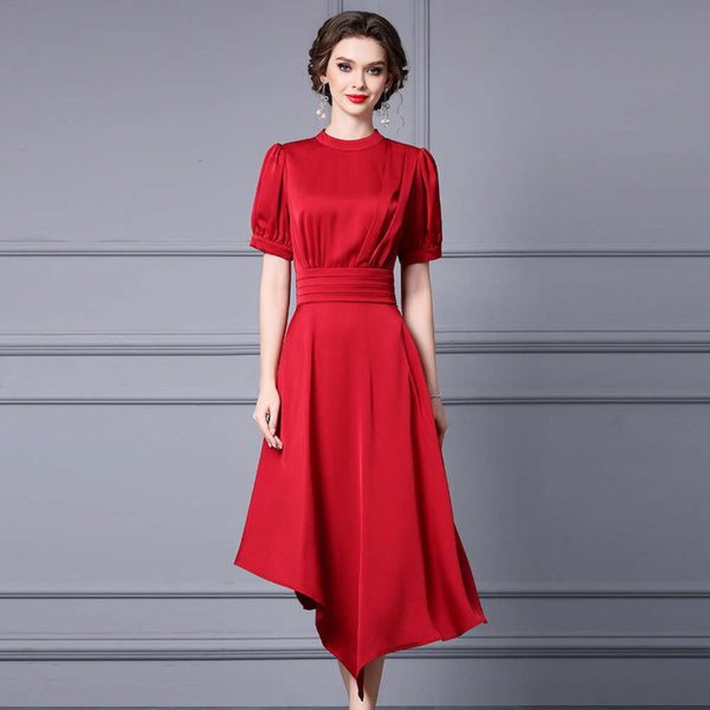 zhi li gao leng yu jie temperament dress summer red