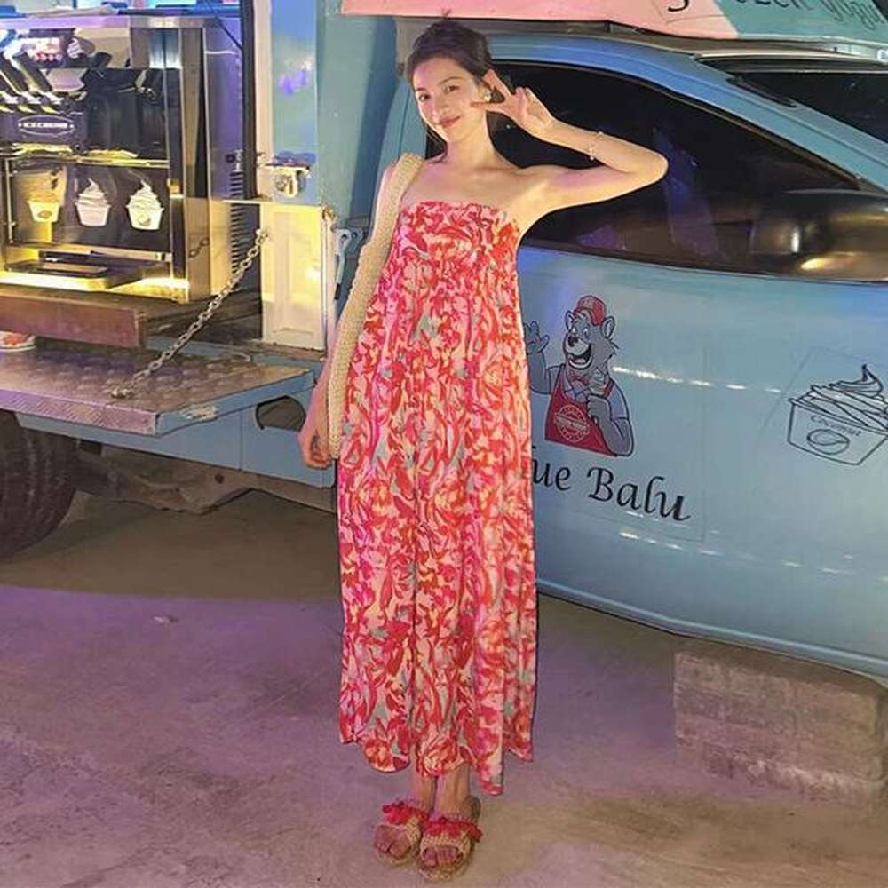zhong chuxi same style summer new collection strapless long dress