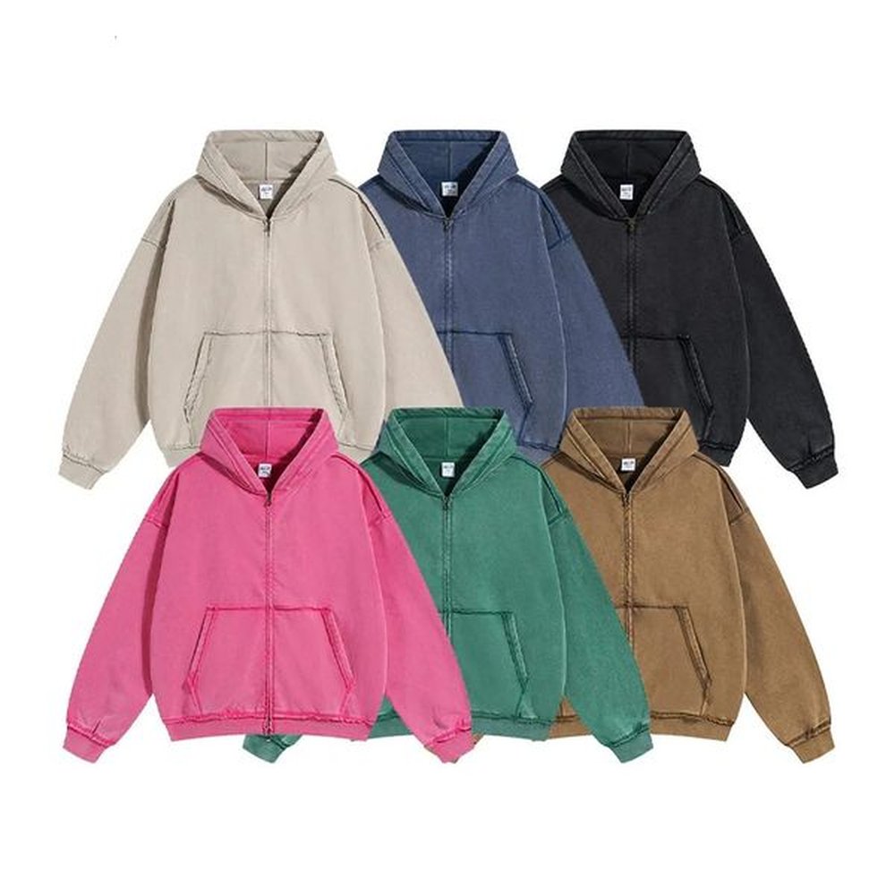 Zip Up Hoodies For Men Women Vintage Wash Hoodie Hip Hop Goth Streetwear Hooded Official-website Y2k Sweatshirts Mens Clothing 240806