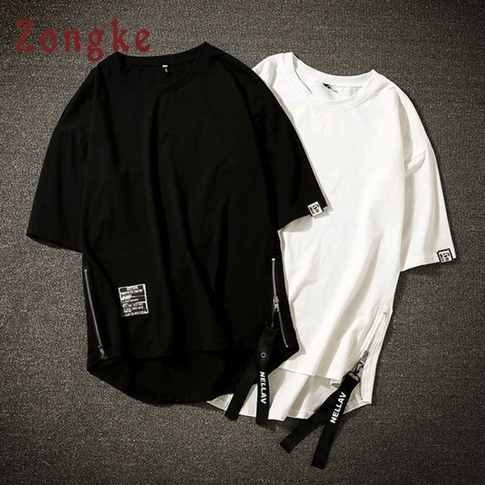 Zongke White T Shirt Men Tshirt Men T Shirt Harajuku Vintage T-Shirt Men Clothes Streetwear Hip Hop Summer Top 5XL 2019 New T200527
