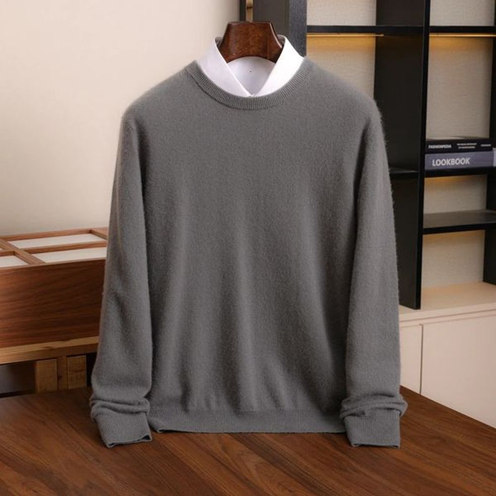 ZYCZCXX Long-Sleeved Pullover Mens 100% Merino Wool O-neck Sweater Autumn and Winter Basic Solid Color Knit Top Mens Clothes 241204